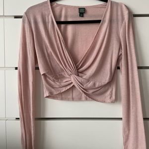 Wild Fable Long Sleeve Twist Front Crop Top